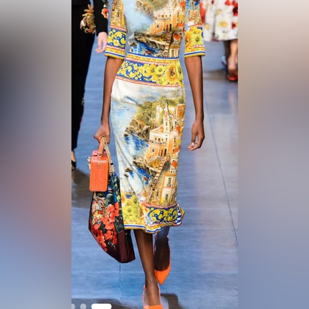 NWT Artistic European Retro Print Dress